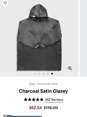 Kitsch Charcoal Satin Glazey - Hooded Pullover